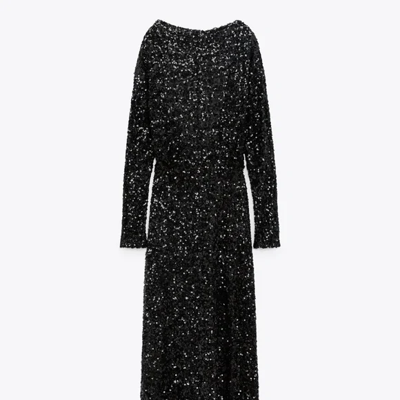 zara black sparkly dress Zara Black Sequin Dress, Viral zara dress